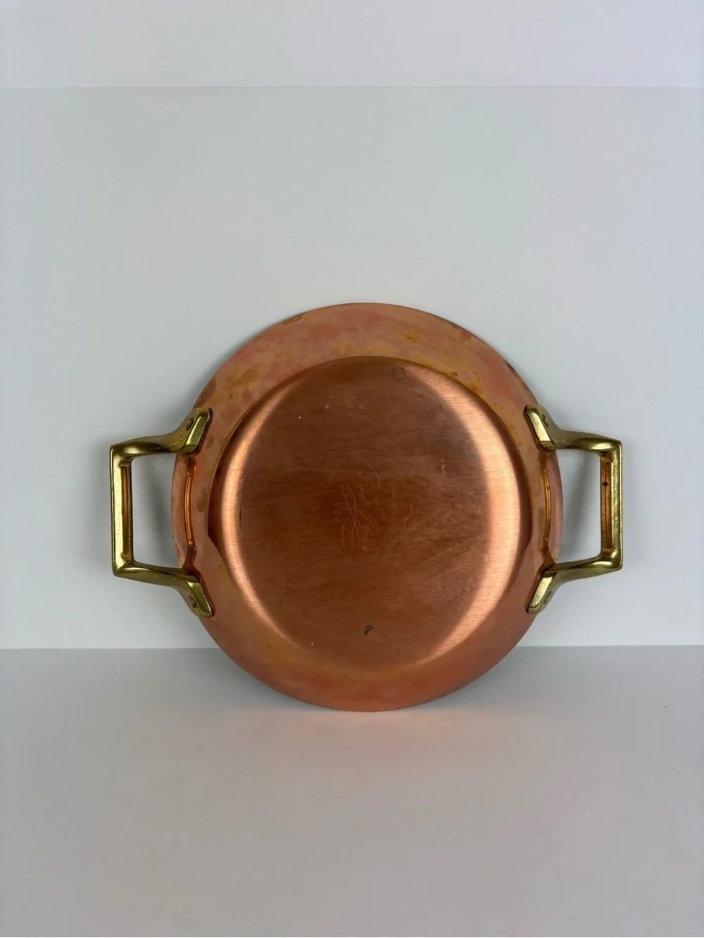 Vintage Paul Revere 1801 Signature Copper 8.5 inch Au Gratin Pan Brass Handles